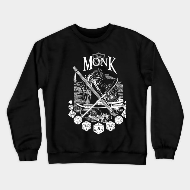 RPG Class Series: Monk - White Version Crewneck Sweatshirt by Milmino